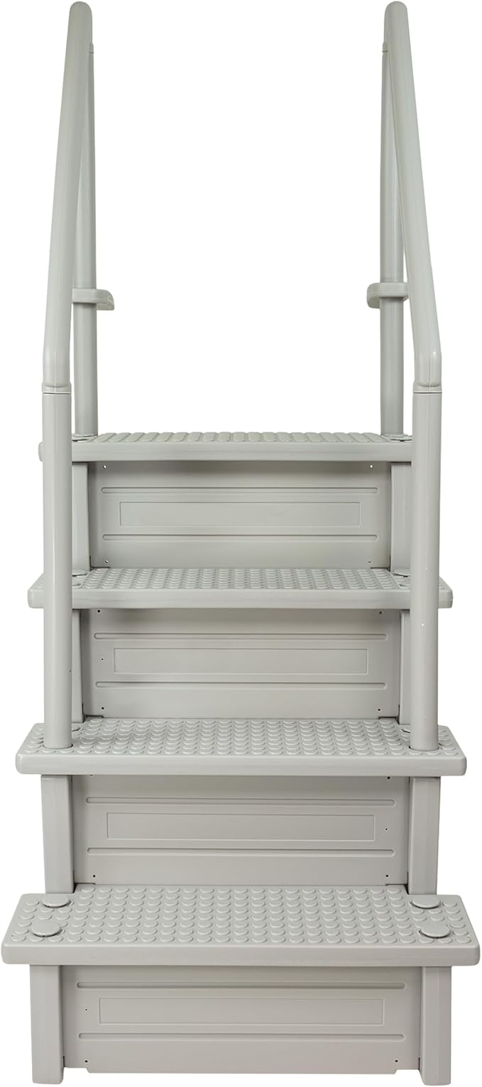 Aqua Select Anti-Slip in-Pool Steps | Cloud Grey/Grey Steps | for Above Ground Swimming Pools | Can Mount to Decks 48" to 54" H | Safety Stairs Capacity Up to 350 lbs