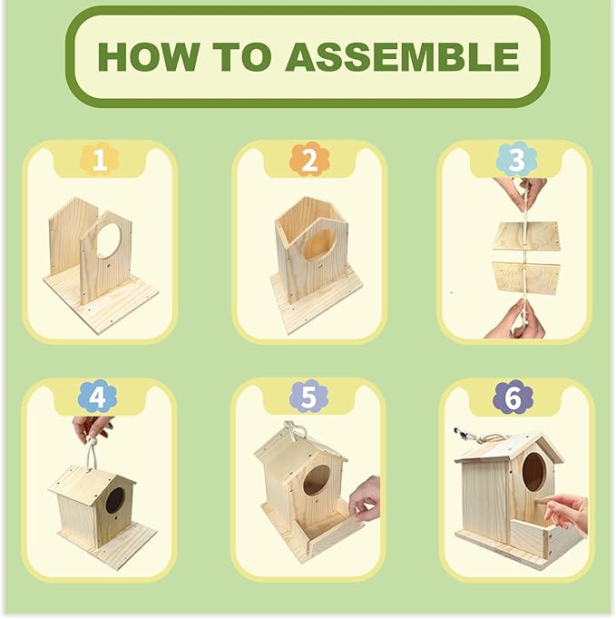 Bird House Kits for Kids Ages 4-8, Wooden DIY Birdhouse Kit, Outdoor Woodworking Crafts Freestyle Painting, Bird Houses for Outside with Paints & Brushes, Boy Girl Gift Christmas(1Pcs)