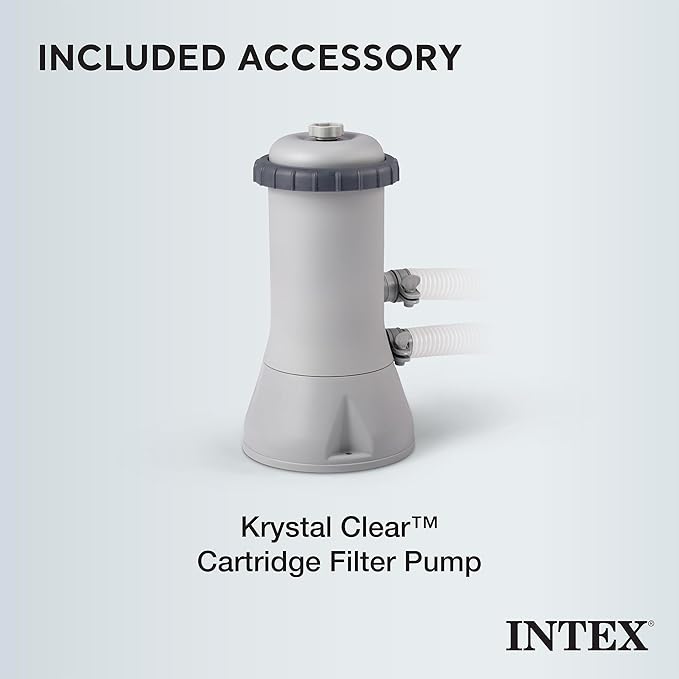 Intex Greywood Prism Frame 15' x 48" Round Above Ground Outdoor Swimming Pool Set with 1000 GPH Filter Pump, Ladder, Ground Cloth, and Pool Cover