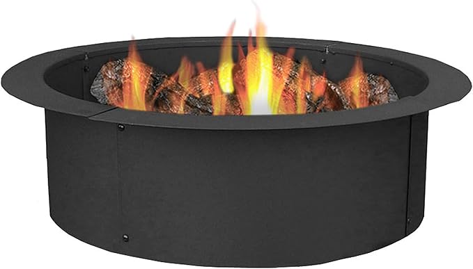 Sunnydaze Outdoor Fire Pit Ring - Heavy-Duty Round Steel Fire Ring Insert - DIY Above or In-Ground - 33-Inch Outer/27-Inch Inner Diameter
