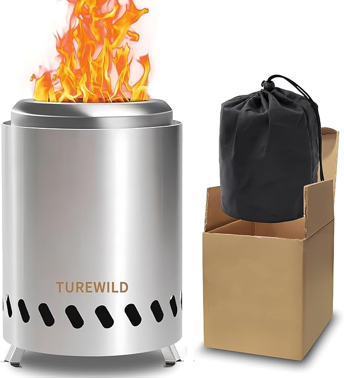 5.5 Inch Tabletop Stainless Steel Fire Pit Stove Multi-Color Low Smoke Top Firewood Stove for Outside Portable Mini Outdoor Fire Pit Including free gifts: pellet and heat-insulating gloves (Silver)