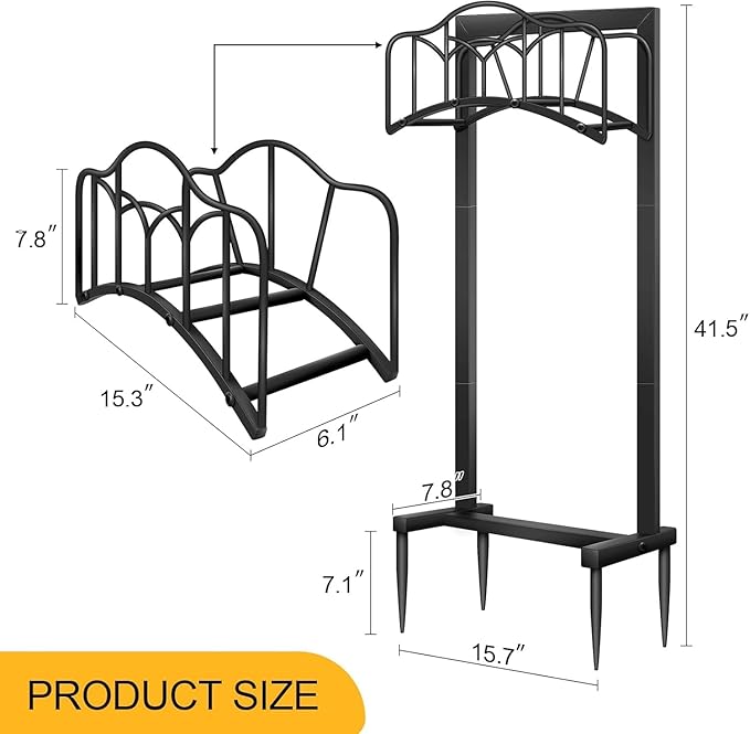 2 Pack Garden Hose Holder-Upgraded Hose Holder Holds 100-feet Hose,Freestanding Heavy Duty Hose Hanger,Sturdy Hose Stand and Hose Storage Rack for Lawn & Yard,Black