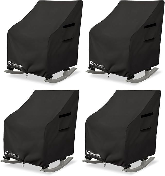 Outdoor Rocking Chair Cover 4 Pack,Heavy Duty Waterproof Patio Rocking Chairs Cover for 27" W x 34" D x 45" H Presidential Rocking Chair,Black