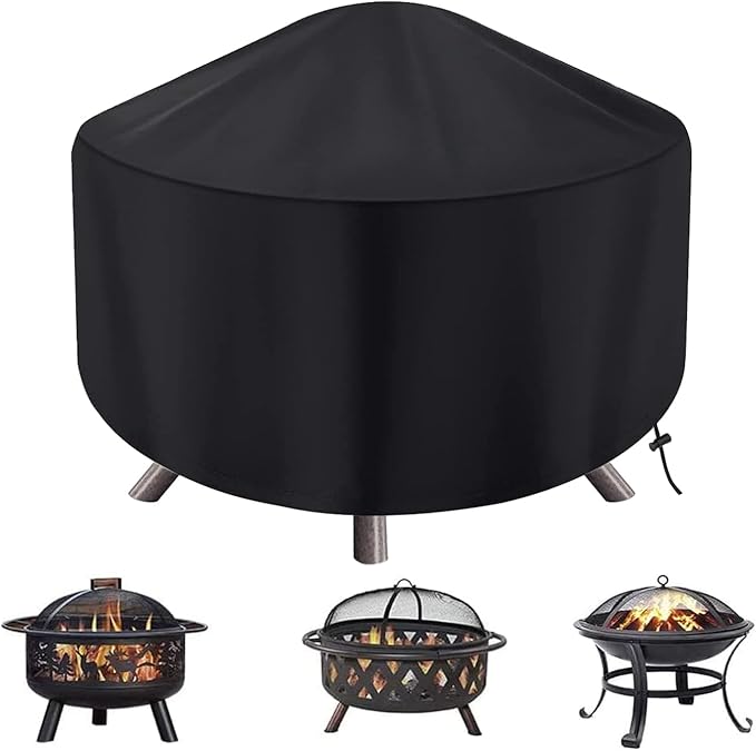 Round Fire Pit Cover for 30-36 Inch Firepit, Heavy Duty Outdoor Patio Fireplace Covers - Waterproof Dustproof Anti UV and Tear Resistant