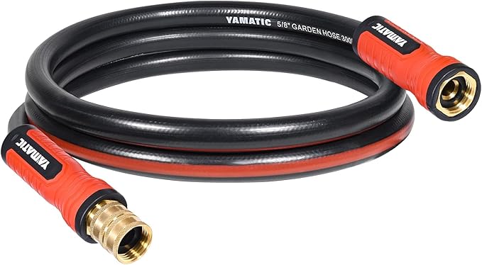 YAMATIC Short Garden Hose 5 ft x 5/8 in, Female to Female Leader Hose Extension 2 in 1 Dual Use with Solid Brass Connector, Lightweight All-Weather for Water Hose Reel, Burst 300 PSI