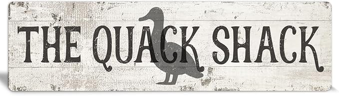 Rustic Style Outdoor Safe Metal Duck Signs for Duck House Décor - Funny Sign Styles Including “Quack Shack”, “Waddle on Inn”, Gift Duck Lovers and Enthusiasts 16 x 4 inch.