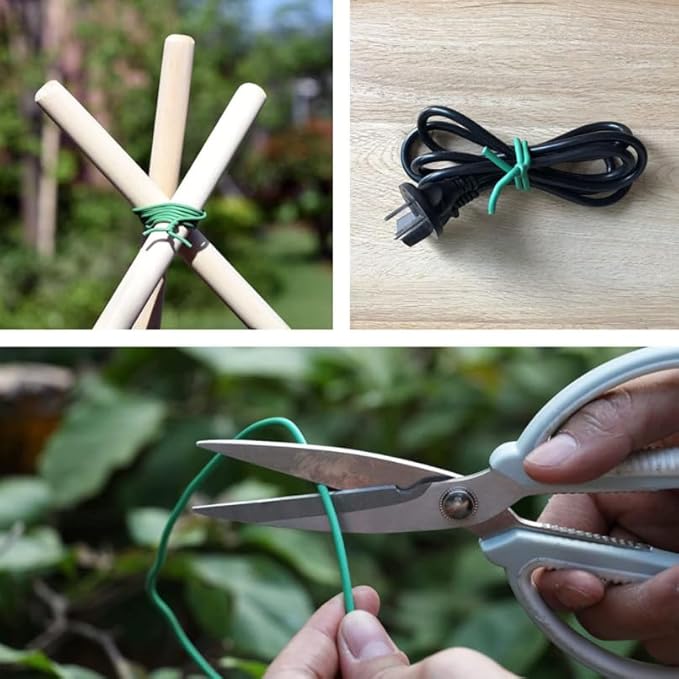 Soft Plant Tie for Plant Support, Φ3.5mm 164ft Reusable Garden Twist Ties Heavy Duty Garden Wire Green Plant Twist Tie for Plant Vines, Stems & Stalks and Home Organization