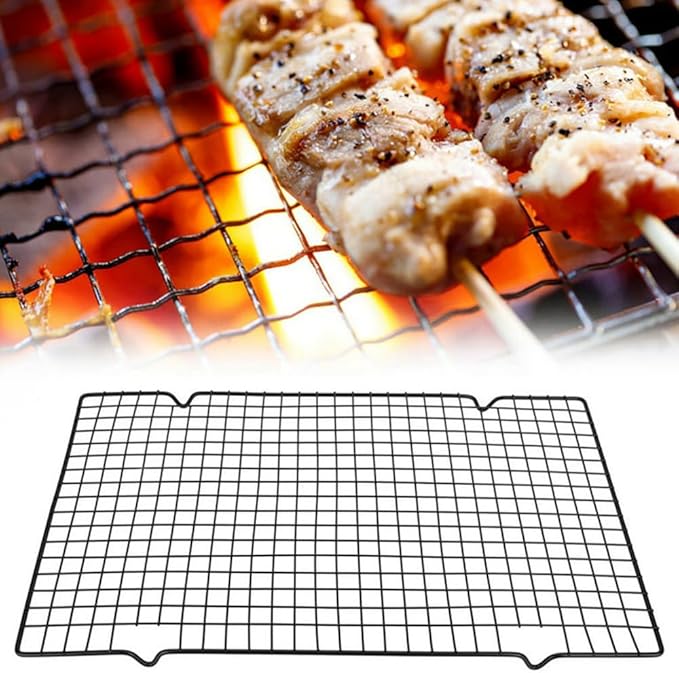 Coolbird 16 * 10 inch BBQ Grill Mesh Metal BBQ Barbecue Grill Grilling Mesh Wire Cooking Net Outdoor,Barbecue Grilled Grid (Black)
