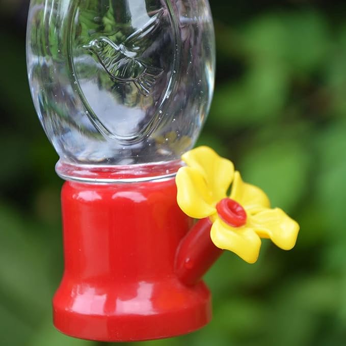 Mini Hummingbird Feeder 4 Pack 2.3oz Small Nectar Plastic Red Cute Hummingbird Feeders with Hanging Wires for Outdoor (Tulip Tube)