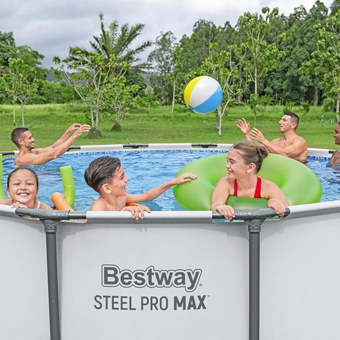 Bestway 2 Pack Steel Pro MAX Above Ground Pool Set, 14 Foot x 48 Inch Round Metal Frame, Outdoor Swimming Pool with 1,000 Filter Pump, Ladder, Cover
