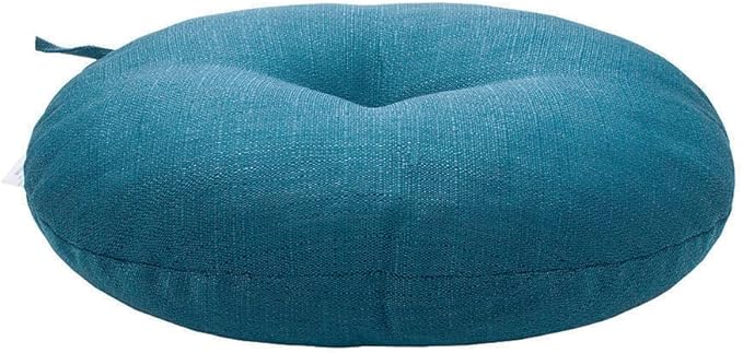 Bistro Chair Cushions 15 inch,Set of 2,Tufted Round Chair Cushions with Ties,15"x15"x4",Water Resistant Round Seat Cushion for Barstool Chairs,Patio Garden Kitchen Outdoor Furniture(Light Blue)