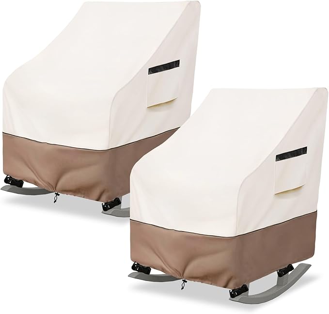 Outdoor Rocking Chair Cover 2 Pack,Heavy Duty Waterproof Patio Rocking Chairs Cover for 27" W x 34" D x 45" H Presidential Rocking Chair,Beige