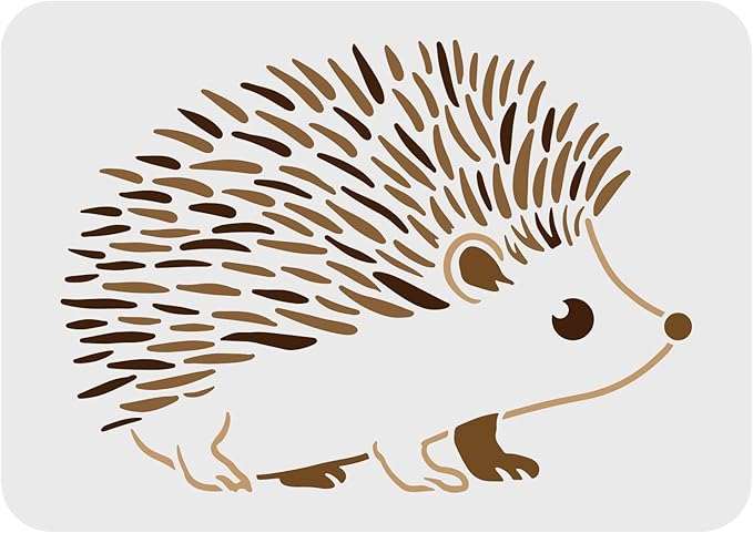 FINGERINSPIRE Hedgehog Stencil - 11.7x8.3inch Reusable Hedgehog Painting Template for Wall, Floor, Furniture, Wood and Paper