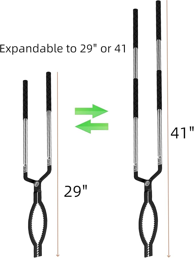 Fire Tongs for Fire Pit Outside Heavy Duty Firewood Log Grabber Claw Stainless Steel 41 Inches Fireplace Tongs and 49 Inches Fire Poker Sets Indoor