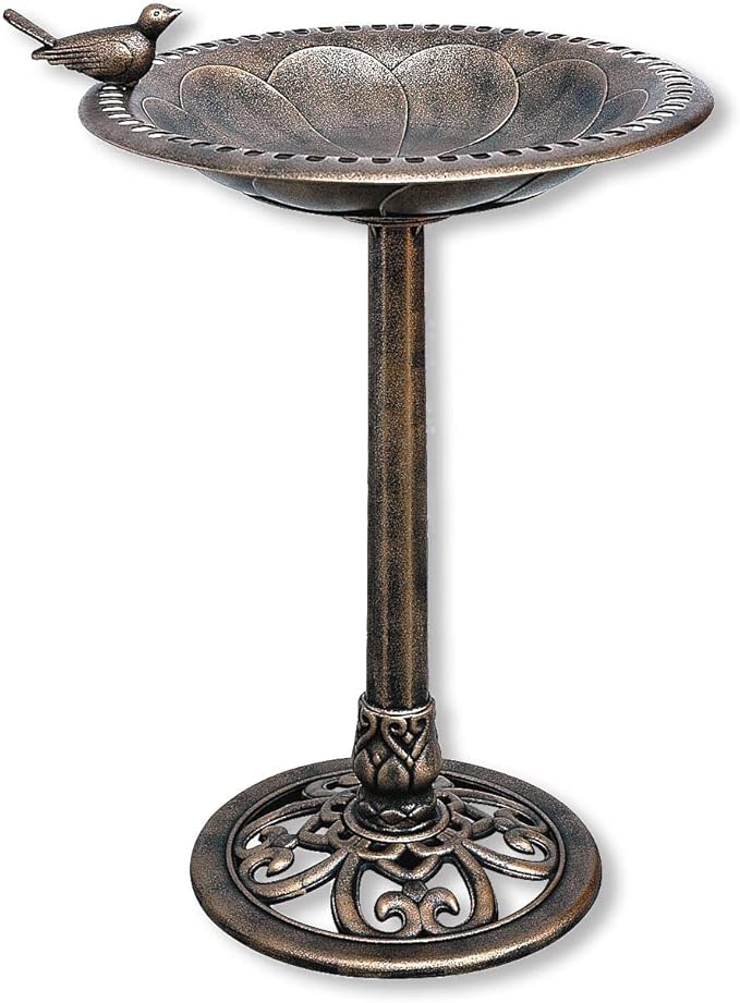 Backyard Expressions Patio · Home · Garden 912449-WB Outdoor Garden Bird Bath- Bronze- Weather Resistant Polyresin-30 Inch-Backyard Expressions