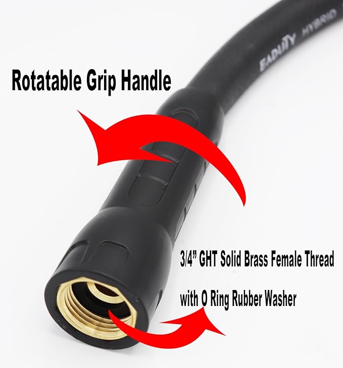Hybrid Lead In Garden Hose 5/8 IN. x 10 FT, Heavy Duty, Lightweight, Flexible with Rotatable Grip Handle and Solid Brass Fittings, Gray+Orange