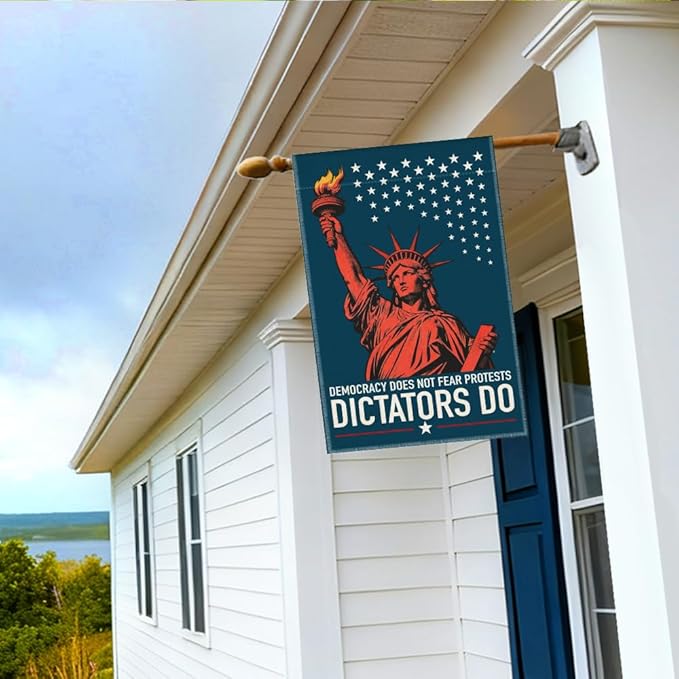 RZHV Democracy Does Not Fear Protests Dictators Do Double-Sided Garden Flag for Outdoor House Yard Sign Garden Decor Parade, Kindness Social Justice Yard Sign, Protest Signs Outdoor Banner