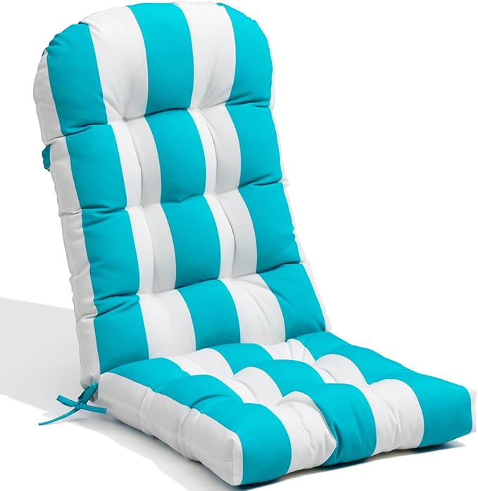 Crestlive 50x20x4 Inch Adirondack Chair Cushion Outdoor Rocking Chair Cushions Water Resistant High Back Patio Thick Replacement Cushions Blue Stripe
