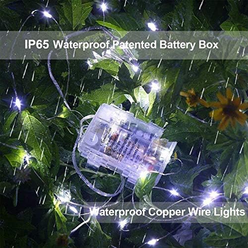 LED Fairy String Lights Battery Operated,2 Pack 33ft 100 LED Waterproof Cool White Twinkle Firefly String Lights with Remote& 8 Lighting Modes Indoor Outdoor Christmas Patio Party Decor