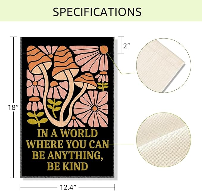 RZHV In a World Where You Can Be Anything Be Kind Double-Sided Garden Flag for Outdoor House Yard Sign Garden Decor Parade, Kindness Social Justice Outdoor Banner, Peace Inclusive Yard Sign Decor