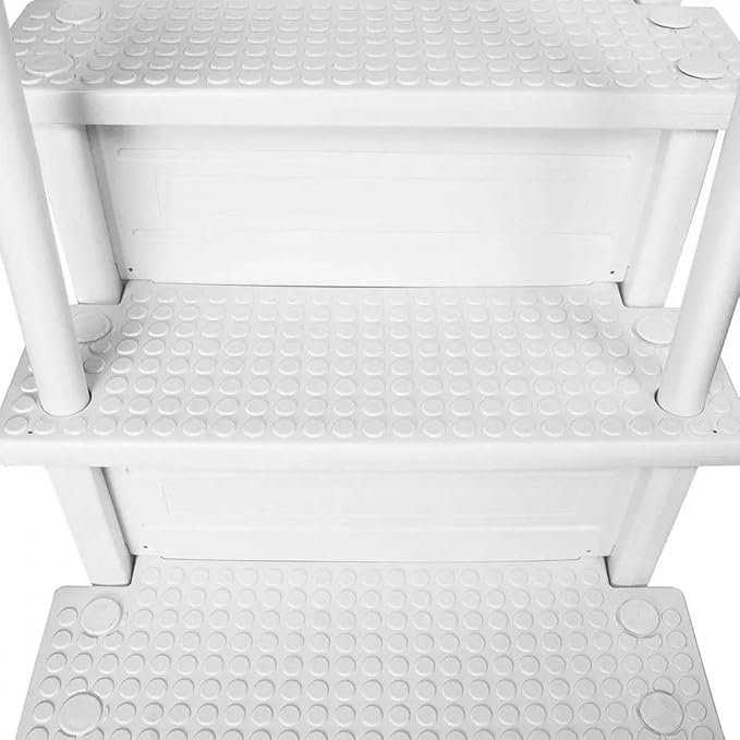 HYDROTOOLS by SWIMLINE 87940 Premium Resin in-Pool Step Entry Exit System with Handrails for Above Ground Pools | 48 to 54 Inch Height | with Extra Large Non Slip Treads and Sand Fillable Posts
