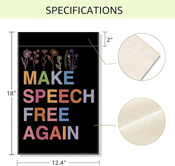 RZHV Make Speech Free Again Double-Sided Garden Flag for Outdoor House Yard Sign Garden Decor Parade, Free Speech Liberty Yard Sign, Political Outdoor Banner, Patriots Gifts