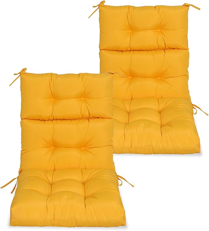 High Back Chair Cushions Set of 2, Adirondack Chair Cushion with Waterproof, Rocking Chair Cushion for Outdoor Patio, Garden Porch 45”x 22”x 4 (2, Yellow B)