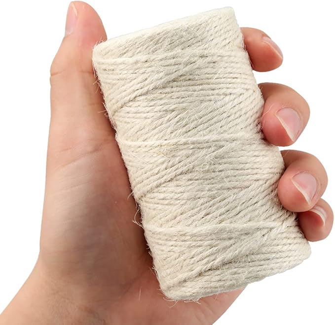 jijAcraft Jute Twine String 328 Feet, 2mm Colored Natural Twine for Gift Wrapping, 3-Ply Hemp Beige Twine for Climbing Plant, Garden Craft, DIY Christmas Handmade Arts, Gift Decoration Twine
