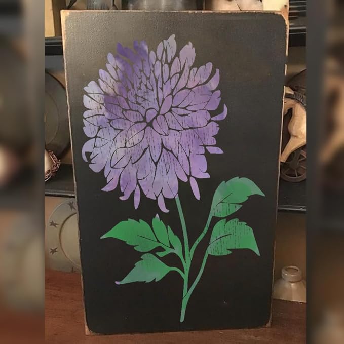 Dahlia Stencil - Flower Stencils for Painting on Wood, Canvas, Paper, Fabric, Wall, Furniture - Stencils for Crafts Reusable for Art, Cards, Journaling & Pattern Template -Floral Stencil (6x8 inch)