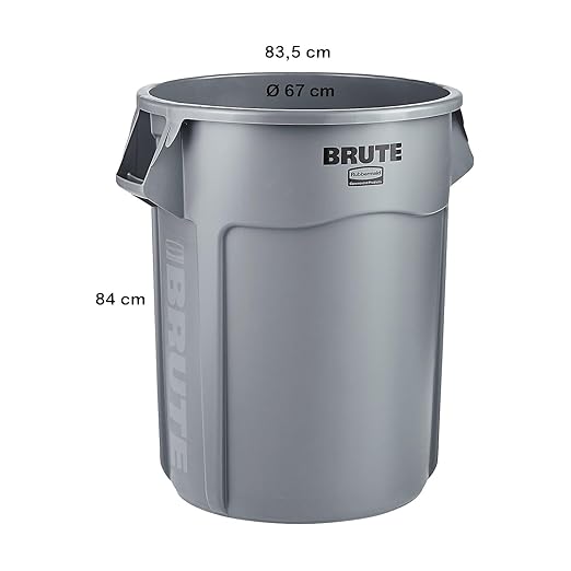 Rubbermaid Commercial 265500GY Round Brute Container Plastic 55 gal Gray