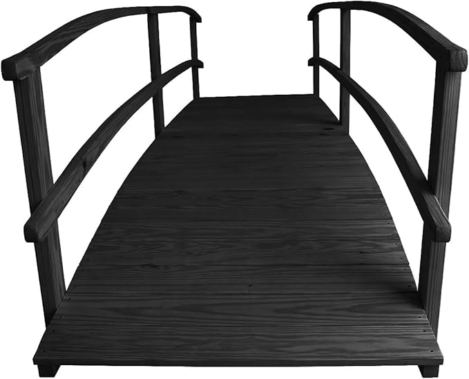 12 FT Black Amish Made Garden Bridge with Double Rails for Walkway, Backyard Pond & Landscaping, Outdoor Wooden Footbridge for Koi Pond, Japanese Style Decorative Bridge, Made in USA