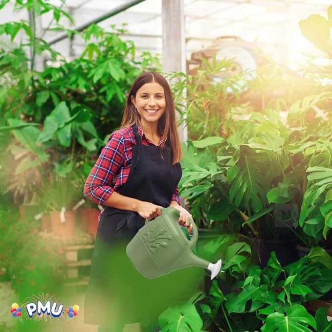PMU 2 Gallon Watering Can - Garden Watering Can for Indoor & Outdoor Plants - Plastic Water Can with Detachable Sprinkler Head - Large Water Pot, Made in USA - Sage Green Pkg/12