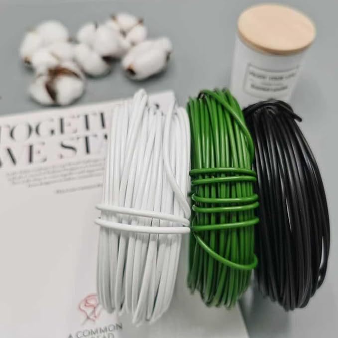 65.5 Feet Twist Ties for Climbing Plants Green Gear Ties Garden Plant Wire Outdoor & Indoor Plants Supporting Tree Tomatoes Vegetables Tape (Diameter - 2.5MM)