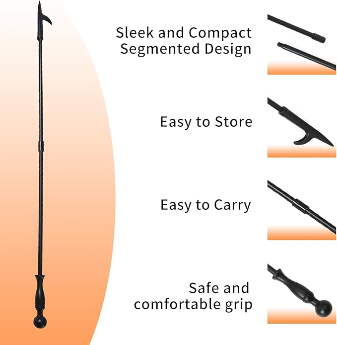 Heavy Duty 26'' Fireplace Fire Pit Campfire Tongs and 32'' Fire Pit Poker, Fireplace Tool Set, Portable Log Grabbers, for Fireplaces, Fire Pits, Campfires, Wood Stoves, Camping, Bonfires (Black)