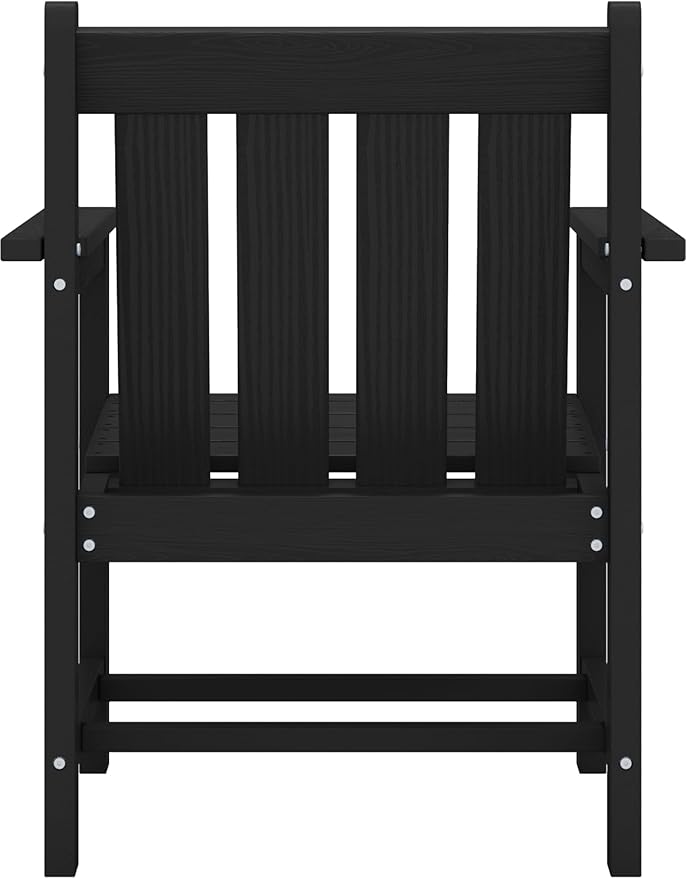 SEWRWALL 3 Pieces Patio Bistro Set, All Weather Adirondack Chair Set with Side Table, HDPE Material Outdoor Patio Furniture Set for Balcony, Porch, Garden, Backyard- Black
