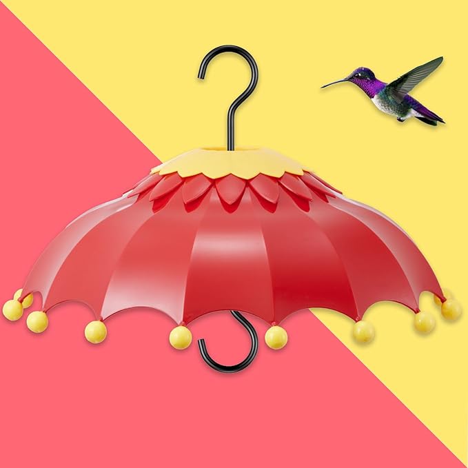 Baffle for Bird Feeder Cover Dome Rain with 3 Hooks, Suitable for Hummingbird Feeders and Wild Bird Feeders,Built-in Ant Moat,Protective Cover for Hanging Bird Feeders,14 inches, Purple (Red)