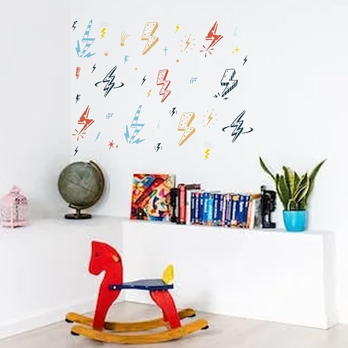 MAYJOYDIY 3pcs Lightning Bolt Stencil Dark Cloud Rain Star Nature Weather Storm Drawing Templates 11.8×11.8inch with Paint Brush on Wall Wood Glass Fabric Paper