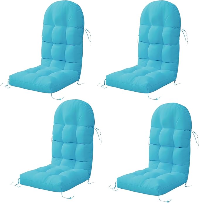 Adirondack Chair Cushion Set of 4, Rocking Chair Cushions, High Back Patio Cushions, Thickened Weather Resistant Patio Cushion with 6 Ties, Non Slip Fade & Waterproof