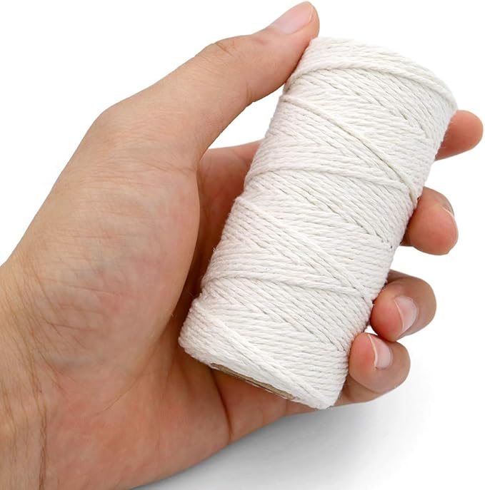 jijAcraft Butchers Twine - 328 Feet, 2mm Cotton Twine for Meat Trussing, Food Safe Kitchen Cooking and Baking, White Cotton String for Turkey, Sausage and More