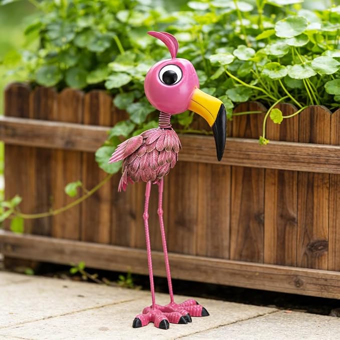 Metal Flamingo Statue Outdoor Garden Decor - Funny Flamingo Sculpture for Lawn, Backyard,Yard Art Gift- Unique Flamingo Figurine for Birthday, Housewarming, Christmas
