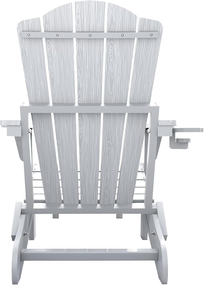 Folding Adjustable Adirondack Chairs with Ottoman & 1 Cup Holders, HDEP Multifunctional Adirondack Chair with Footrest,White