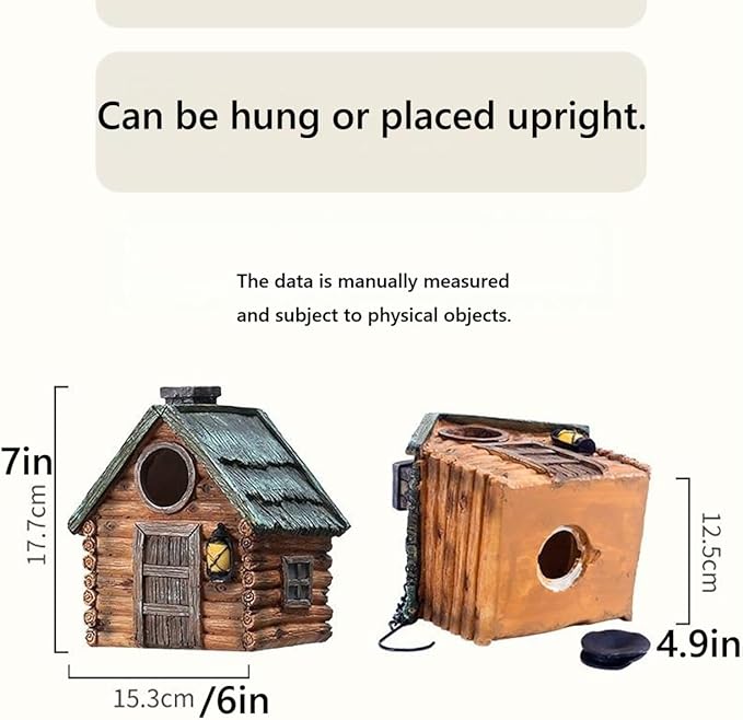 Outdoor Hanging Bird Nests, Hummingbird Houses, Garden Tree Decorations, Resin Ornaments (Wood Grain Color)
