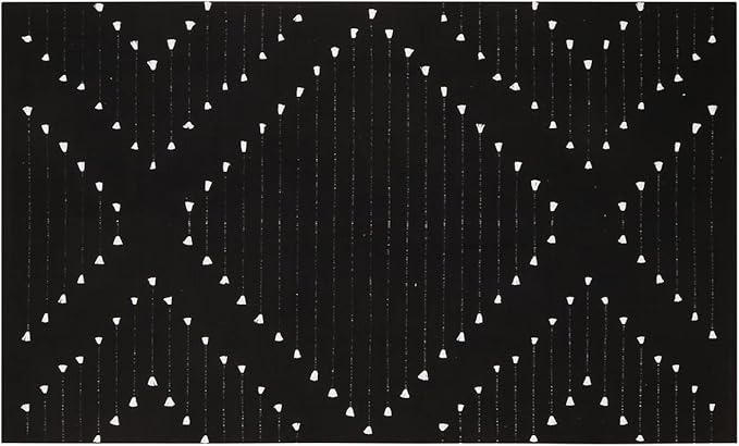 LIVEBOX Black Area Rug for Living Room 5x8, Boho Large Bedroom Washable Cotton Woven Carpet, Moroccan Indoor Thin Throw Rug for Dining Room, Home Office