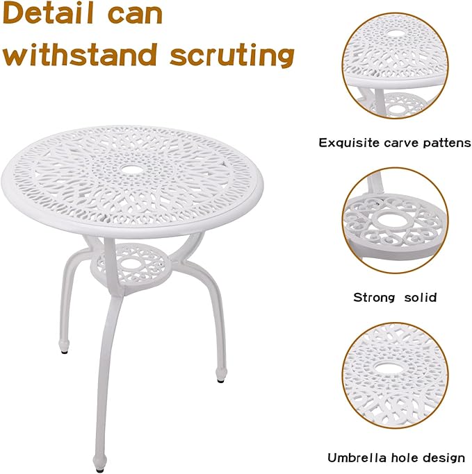 JARDIN DE CENTENNIAL 3-Piece Patio Bistro Furniture Set Cast-Aluminum Bistro Table Set for Lawn,Garden,Backyard