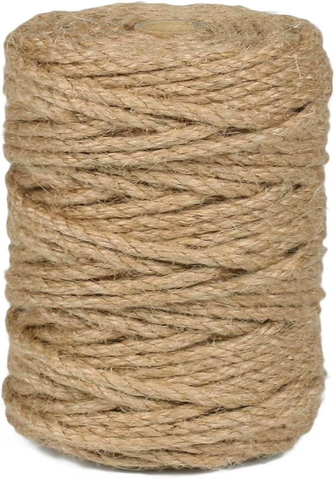 5MM x 150FT Jute Rope 16Ply Heavy Duty and Thick Twisted Rope for Crafts Gardening Cat Scratcher Scratching Post Tree Gift Wrapping Home Christmas Decoration Packing Twine Bulk (5mm* 150ft)