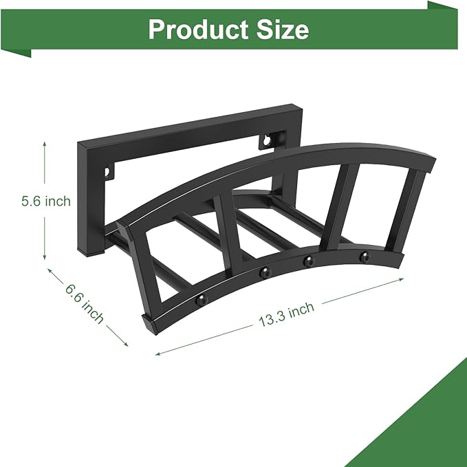 2 Pack Garden Hose Holder Wall Mounted, Outdoor Heavy Duty Metal Water Hose Holder Hanger Holds 125-ft Water Pipe, Sturdy Detachable Hose Storage Organizer Reel Rack for Outside Garden Lawn Yard Farm