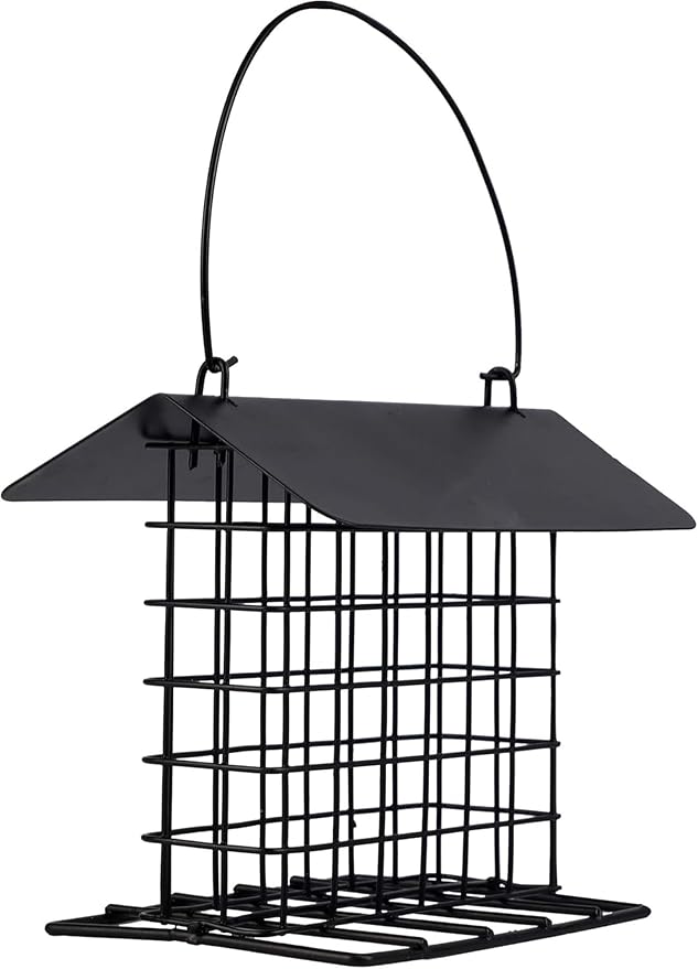 Durable Roof Top Bird Parrot Suet Reusable Feeder for Outside Garden Yard Patio Hanging Metal Suet Cake Holder Squirrel Proof Weatherproof for Wild Hummingbird Woodpecker