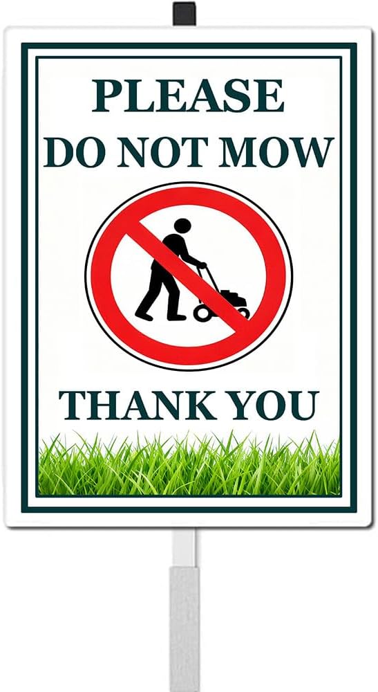 Do Not Mow Lawn Signs With Stakes Rustproof Reflective Aluminum No Mow May Do Not Mow Sign for Yard Stand Outdoor Decor 8x12 In