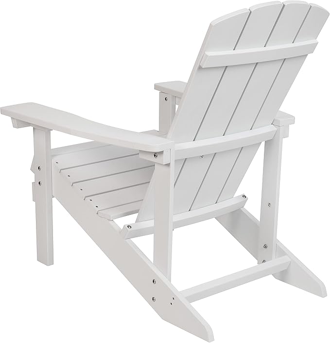 Flash Furniture Charlestown Poly Resin Adirondack Chair - White - All Weather - Indoor/Outdoor - Set of 4