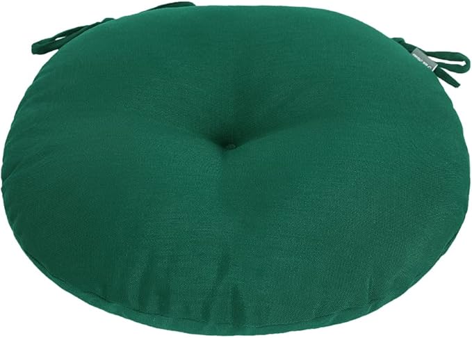 Bistro Chair Cushions 15 inch,Set of 2,Tufted Round Chair Cushions with Ties,15"x15"x4",Water Resistant Round Seat Cushion for Barstool Chairs,Patio Garden Kitchen Outdoor Furniture(Blackish Green)